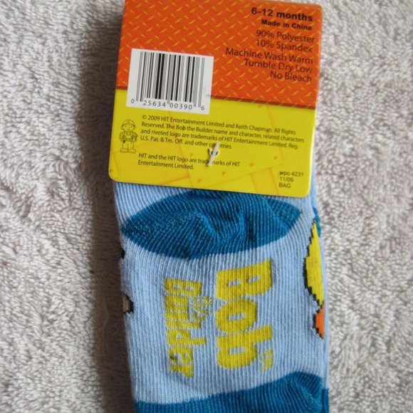 Bob The Builder 1 Pair 6 - 12 - 18 Months Baby Infant Socks Tools Construction - Picture 12 of 16